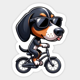 Cool Black And Tan Coonhound Cycling Sticker